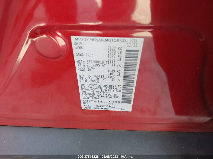 2014 NISSAN ROGUE SL - 5N1AT2MV3EC759398