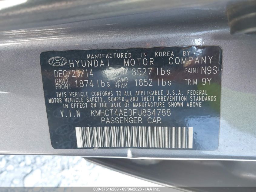 2015 HYUNDAI ACCENT GLS - KMHCT4AE3FU854788