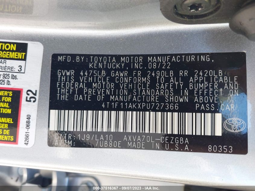 2023 TOYOTA CAMRY XLE - 4T1F11AKXPU727366