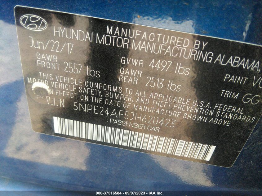 2018 HYUNDAI SONATA SE - 5NPE24AF5JH620423