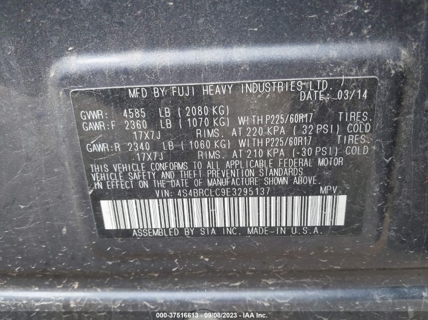 2014 SUBARU OUTBACK 2.5I LIMITED - 4S4BRCLC9E3295137