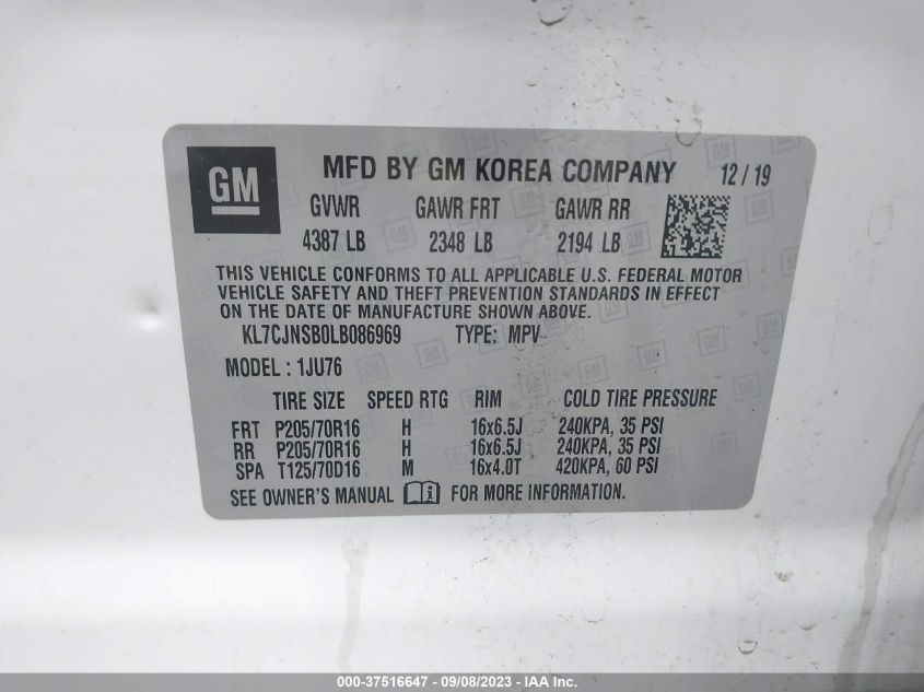2020 CHEVROLET TRAX LS - KL7CJNSB0LB086969