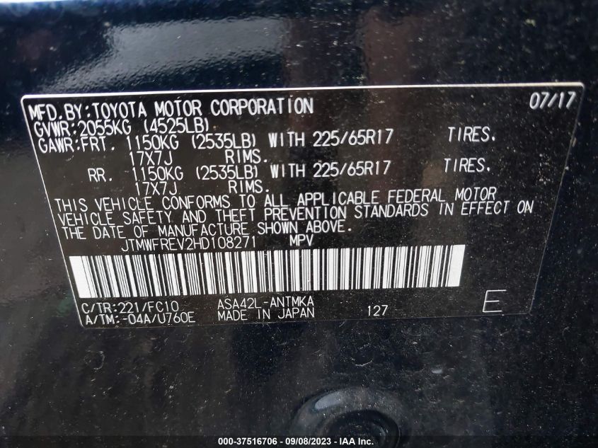2017 TOYOTA RAV4 XLE - JTMWFREV2HD108271