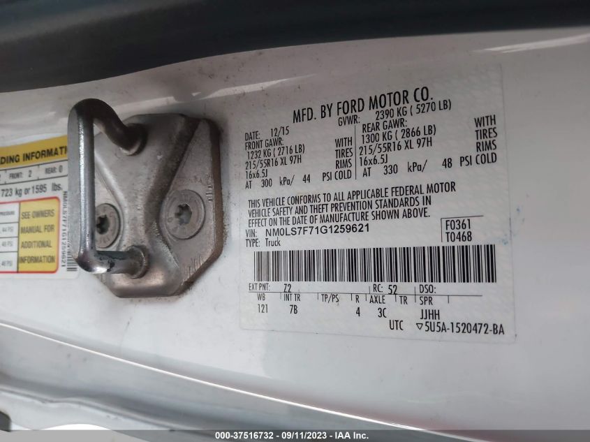 2016 FORD TRANSIT CONNECT XLT - NM0LS7F71G1259621