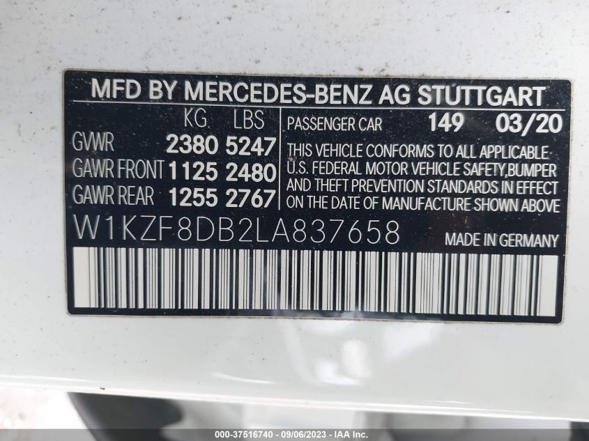 2020 MERCEDES-BENZ E-CLASS E 350 - W1KZF8DB2LA837658