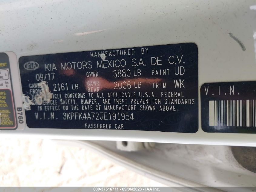 2018 KIA FORTE LX - 3KPFK4A72JE191954