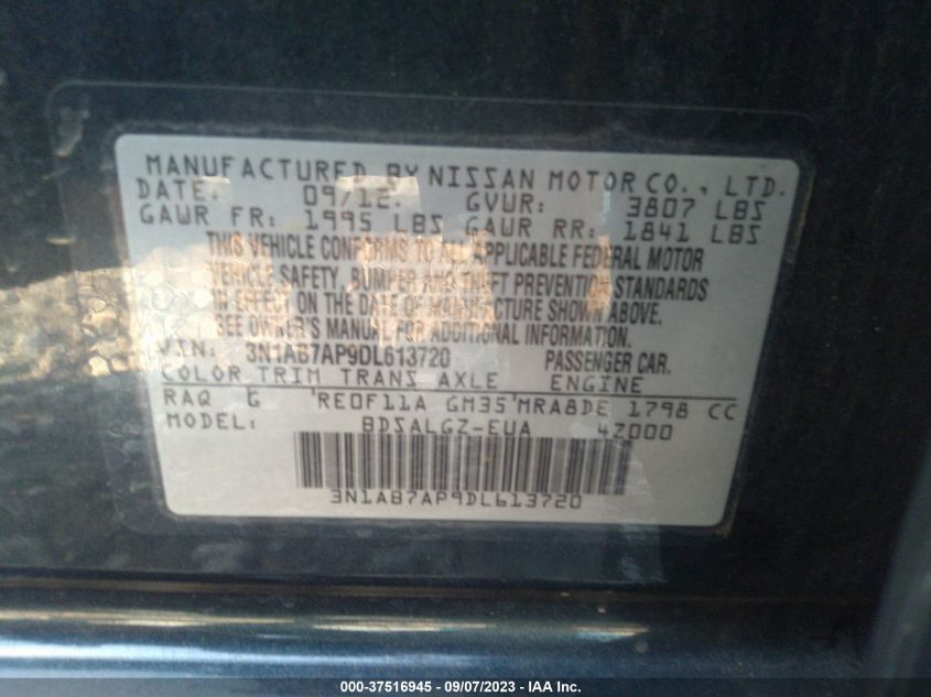 2013 NISSAN SENTRA SL - 3N1AB7AP9DL613720
