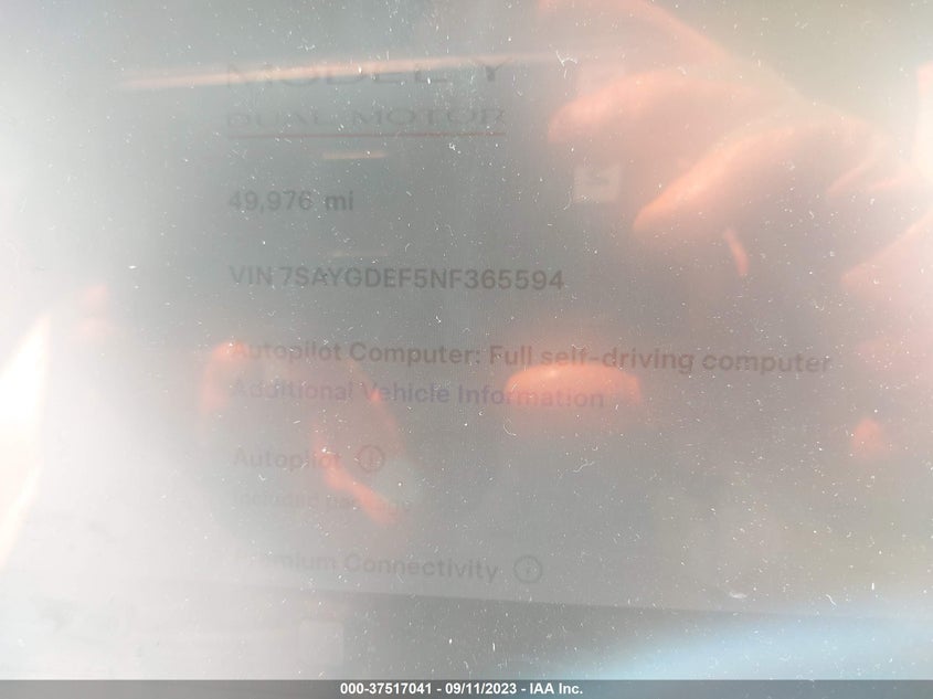 VIN 7SAYGDEF5NF365594 2022 TESLA MODEL Y PERFORMANCE