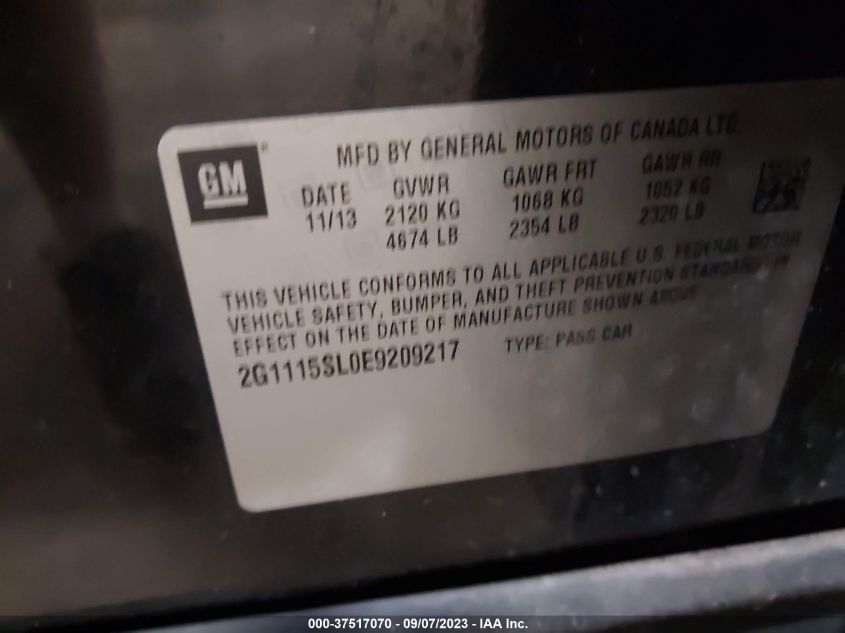 2014 CHEVROLET IMPALA LT - 2G1115SL0E9209217