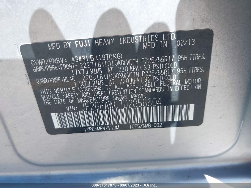 2013 SUBARU XV CROSSTREK PREMIUM - JF2GPAWC7D2856604