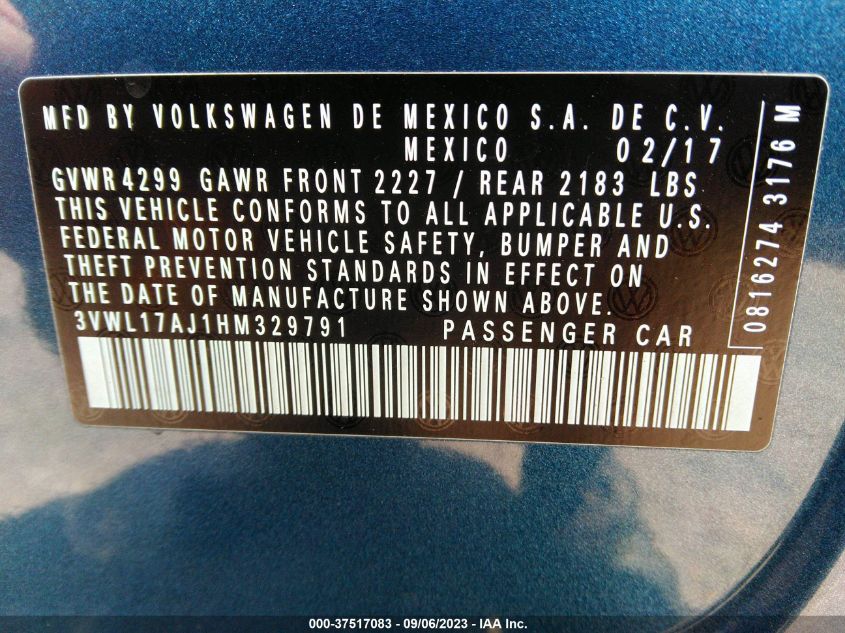 2017 VOLKSWAGEN JETTA 1.8T SEL - 3VWL17AJ1HM329791