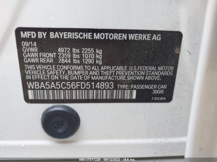 2015 BMW 5 SERIES 528I - WBA5A5C56FD514893