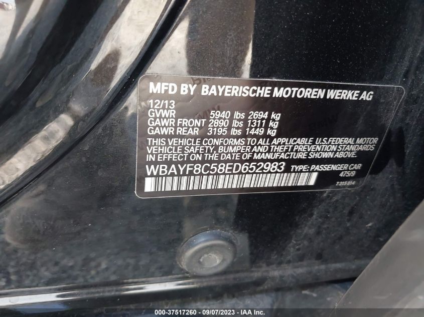 2014 BMW 7 SERIES 750LI XDRIVE - WBAYF8C58ED652983