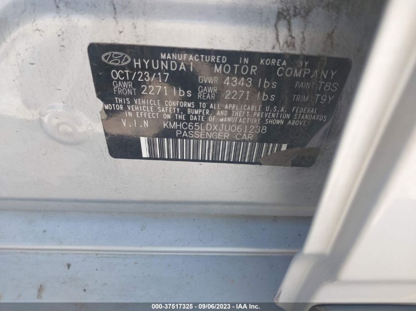 2018 HYUNDAI IONIQ PLUG-IN HYBRID KMHC65LDXJU061238