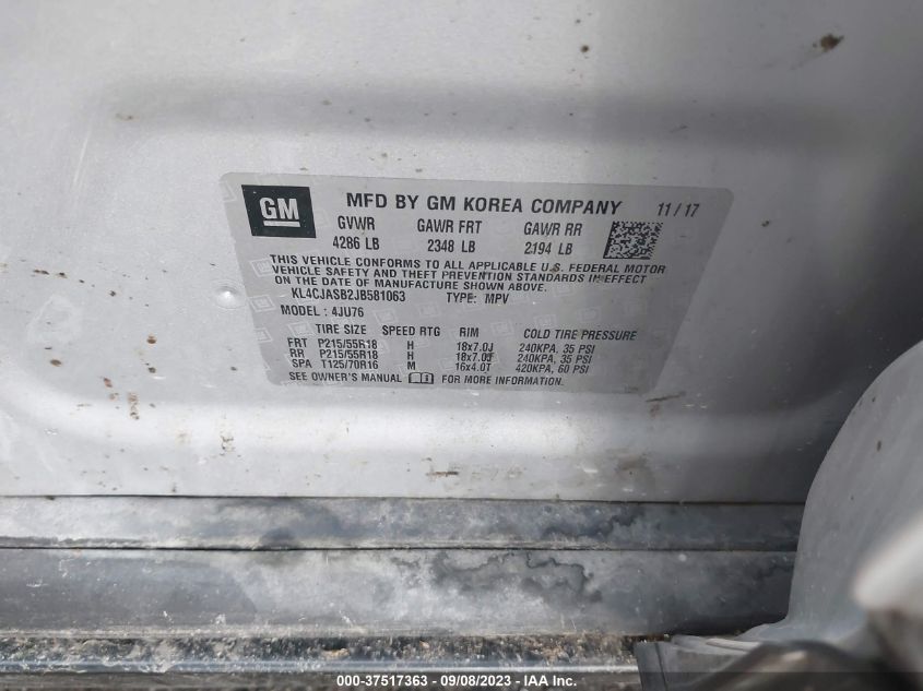 2018 BUICK ENCORE PREFERRED - KL4CJASB2JB581063