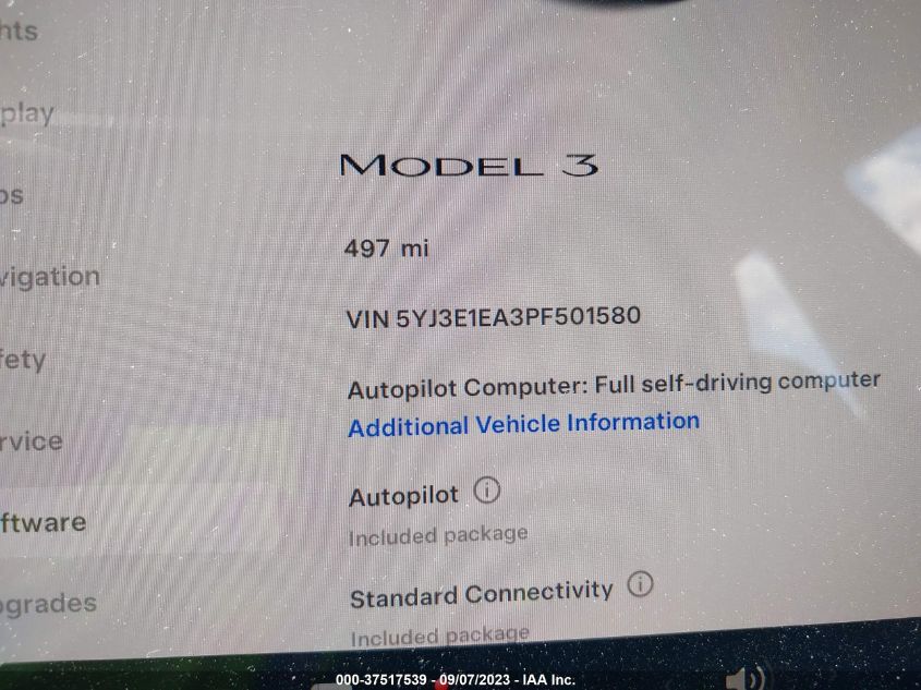 2023 TESLA MODEL 3 - 5YJ3E1EA3PF501580