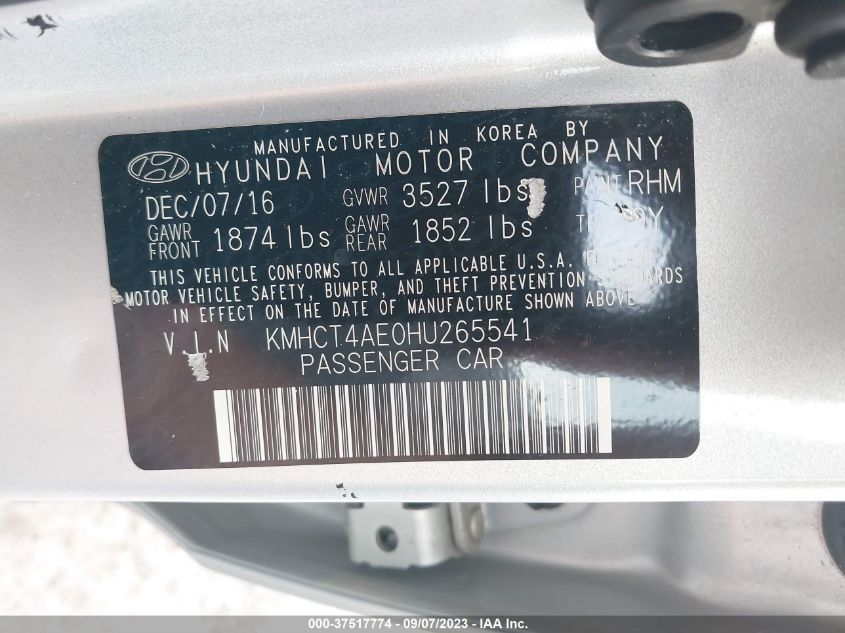 2017 HYUNDAI ACCENT SE - KMHCT4AE0HU265541