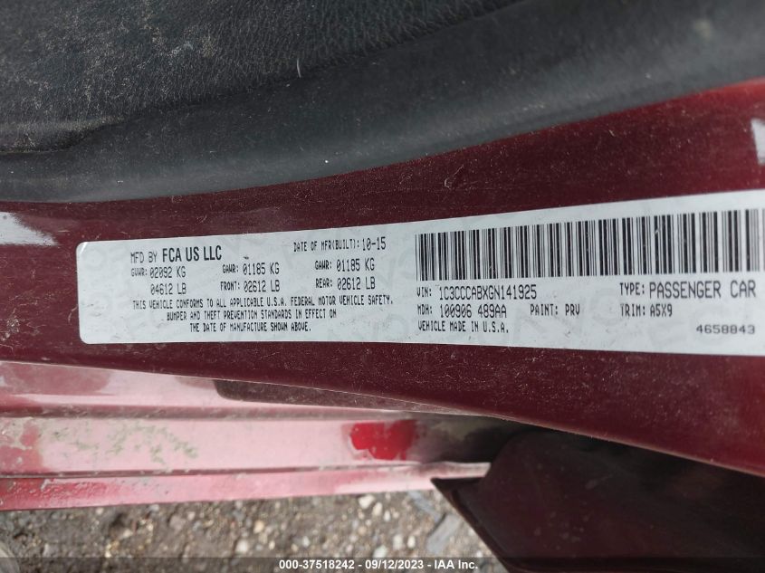 2016 CHRYSLER 200 LIMITED - 1C3CCCABXGN141925