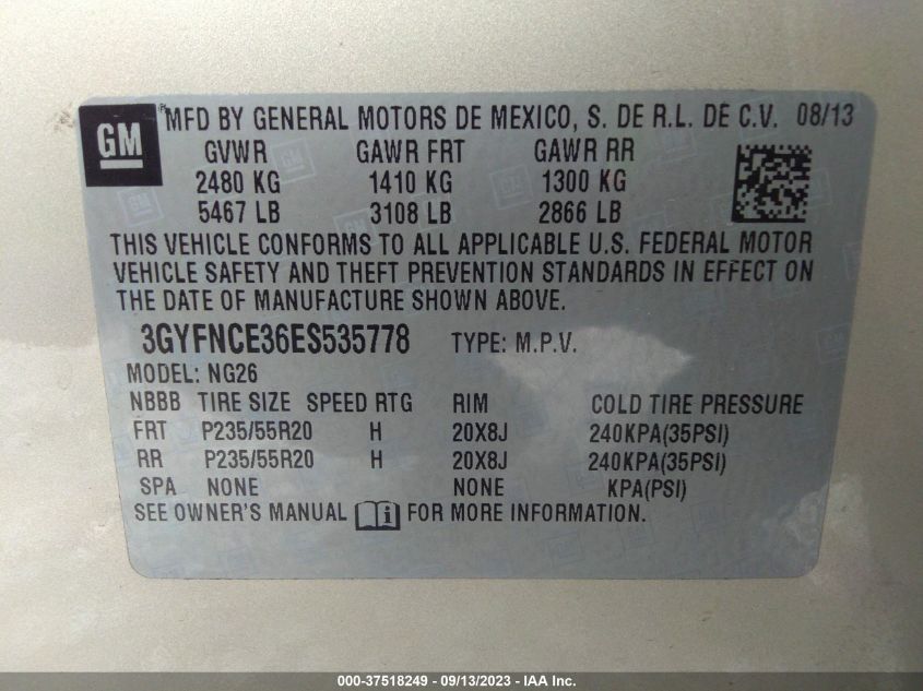 2014 CADILLAC SRX PERFORMANCE COLLECTION - 3GYFNCE36ES535778