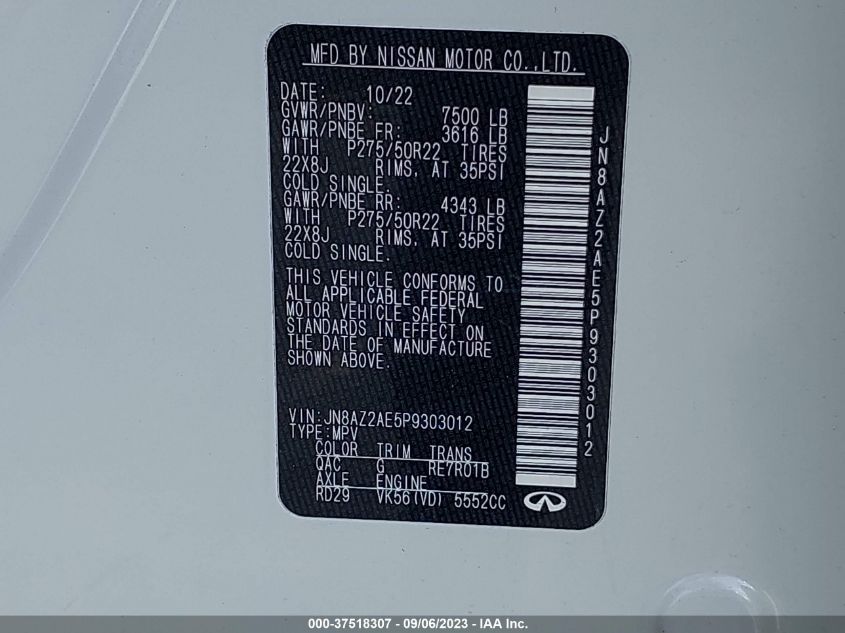 2023 INFINITI QX80 PREMIUM SELECT - JN8AZ2AE5P9303012