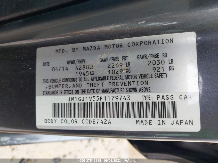 2015 MAZDA MAZDA6 I TOURING - JM1GJ1V55F1179743