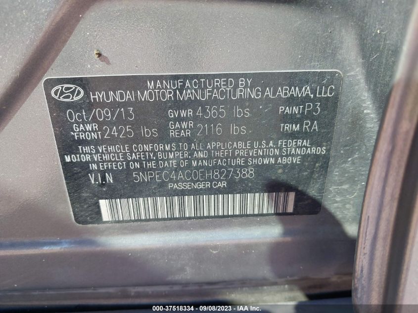 2014 HYUNDAI SONATA LIMITED - 5NPEC4AC0EH827388