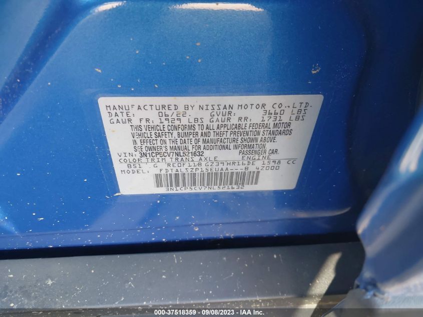 2022 NISSAN KICKS SV - 3N1CP5CV7NL521632