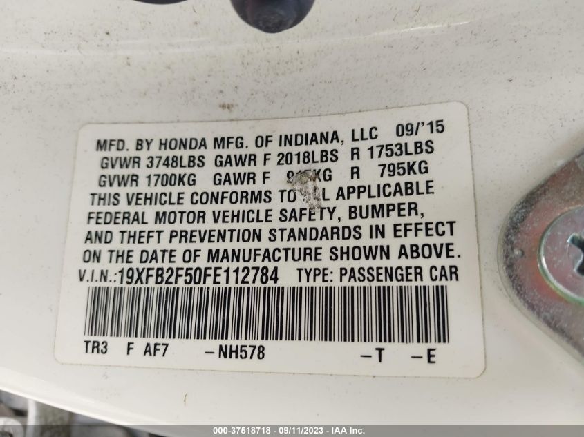 2015 HONDA CIVIC LX - 19XFB2F50FE112784