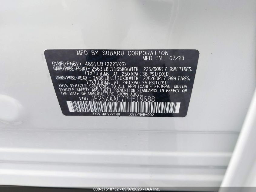 2023 SUBARU FORESTER - JF2SKAAC7PH519688
