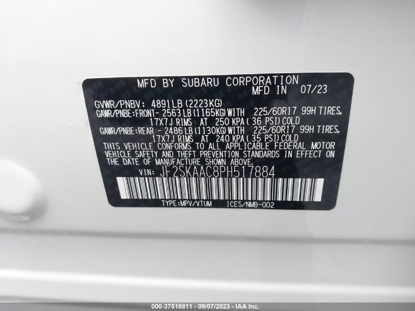 2023 SUBARU FORESTER - JF2SKAAC8PH517884