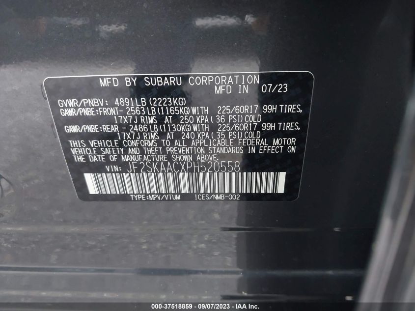2023 SUBARU FORESTER - JF2SKAACXPH520558