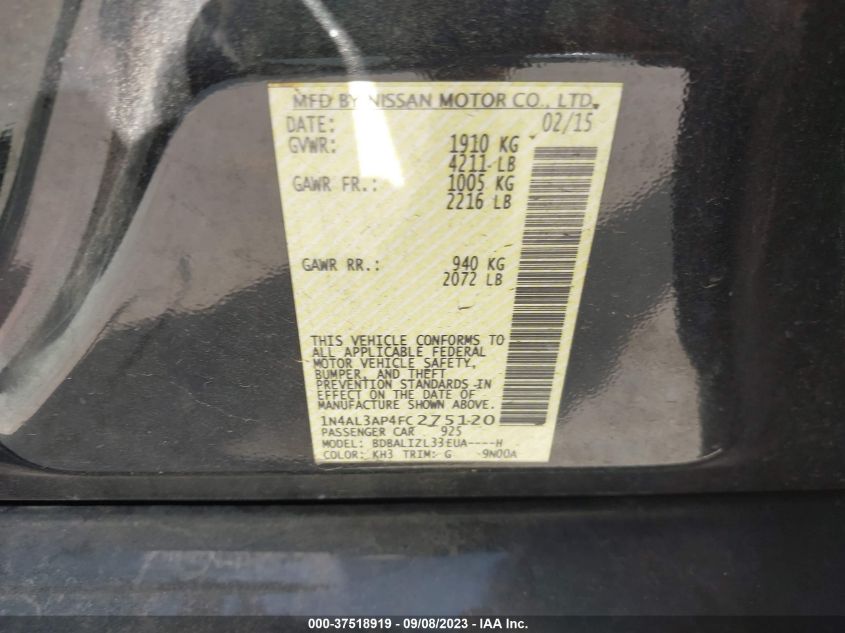 2015 NISSAN ALTIMA 2.5 SV - 1N4AL3AP4FC275120