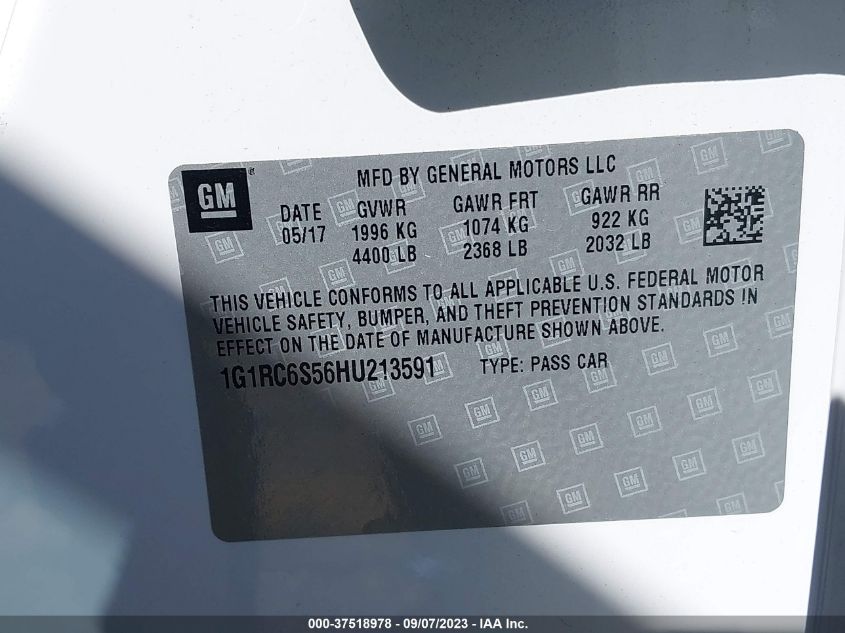 2017 CHEVROLET VOLT LT - 1G1RC6S56HU213591