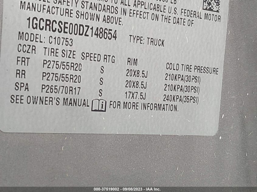 2013 CHEVROLET SILVERADO 1500 LT - 1GCRCSE00DZ148654