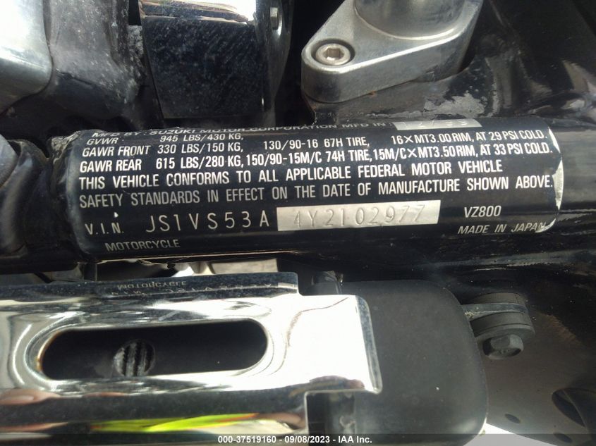 2000 SUZUKI VZ800 - JS1VS53A4Y2102977