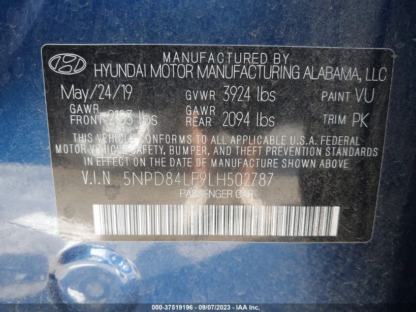 VIN 5NPD84LF9LH502787 2020 HYUNDAI ELANTRA VALUE EDITION