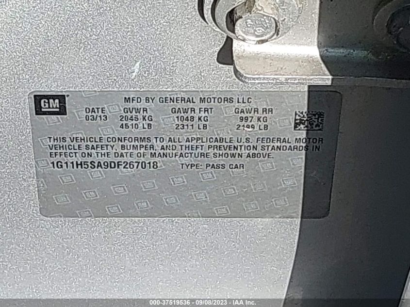 2013 CHEVROLET MALIBU LTZ - 1G11H5SA9DF267018