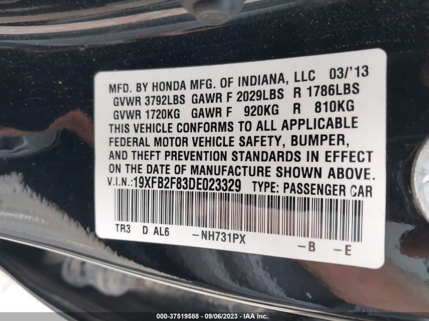 2013 HONDA CIVIC SDN EX - 19XFB2F83DE023329