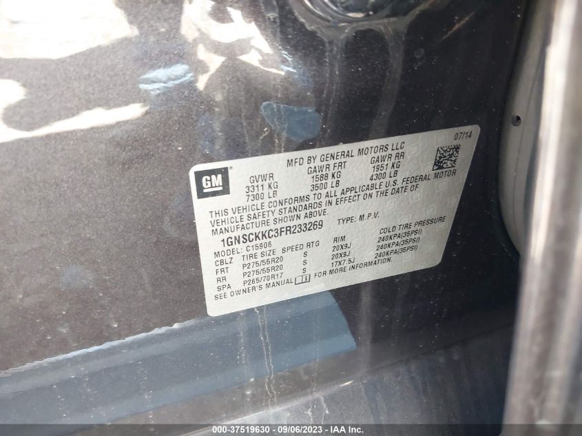 2015 CHEVROLET SUBURBAN 1500 LTZ - 1GNSCKKC3FR233269