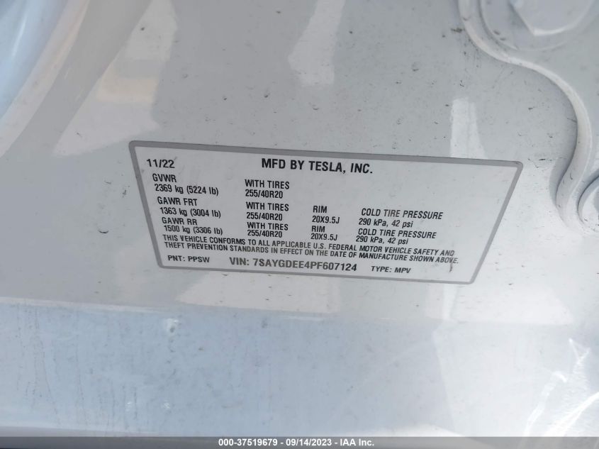 2023 TESLA MODEL Y LONG RANGE - 7SAYGDEE4PF607124