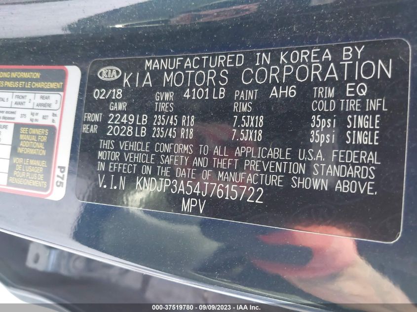 2018 KIA SOUL + - KNDJP3A54J7615722