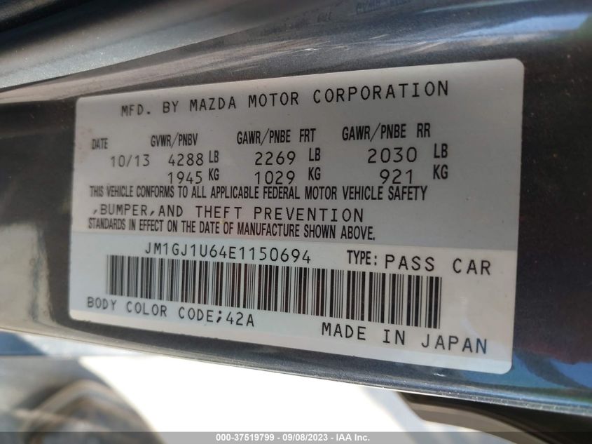 2014 MAZDA MAZDA6 I SPORT - JM1GJ1U64E1150694