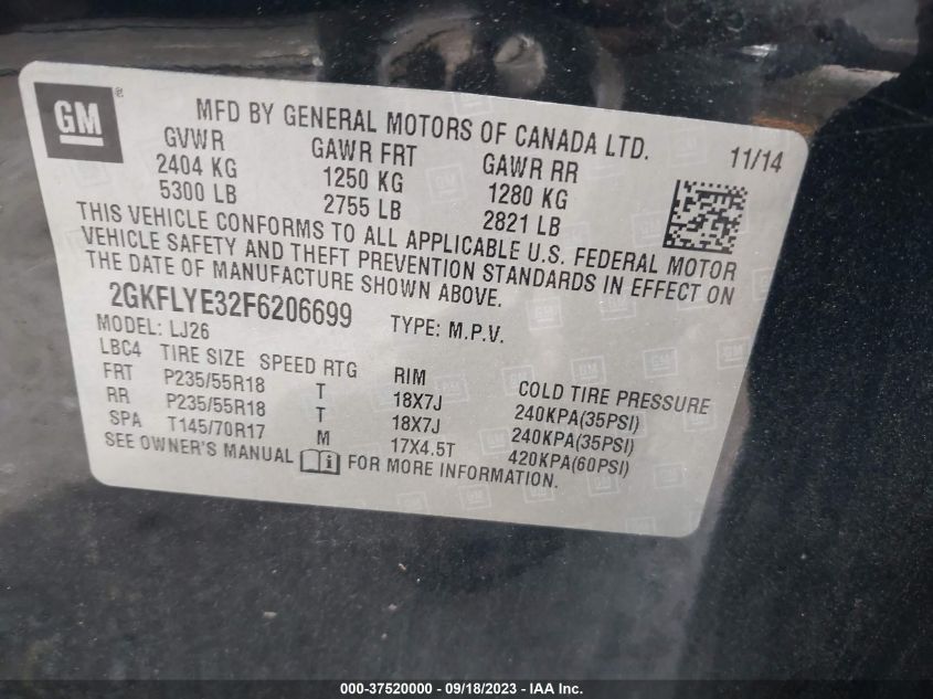 2015 GMC TERRAIN SLT - 2GKFLYE32F6206699