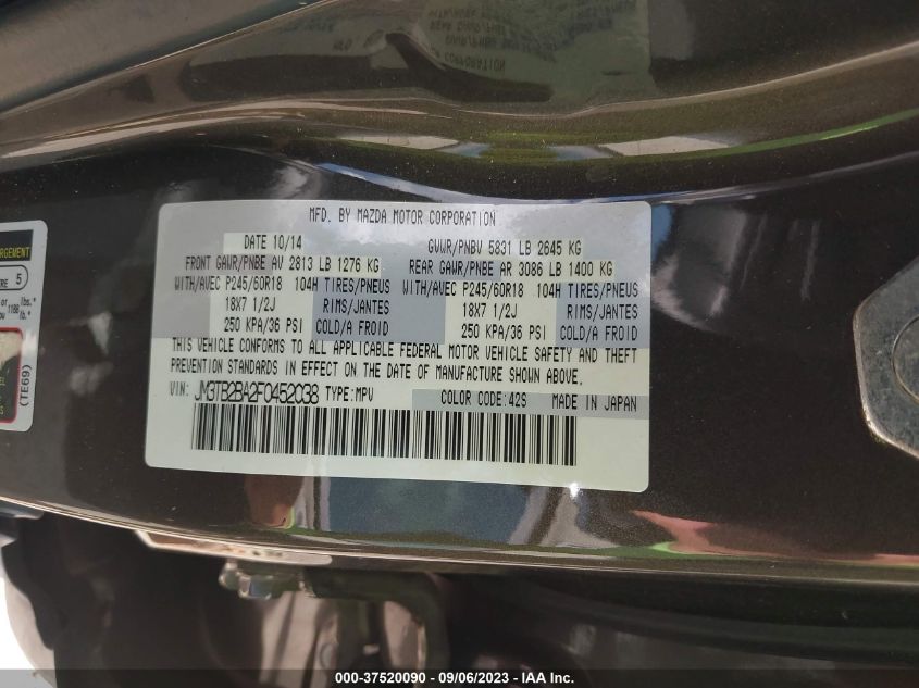 2015 MAZDA CX-9 SPORT - JM3TB2BA2F0452038