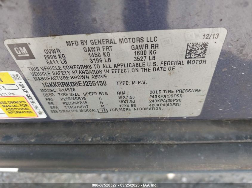 2014 GMC ACADIA SLT - 1GKKRRKD8EJ255150