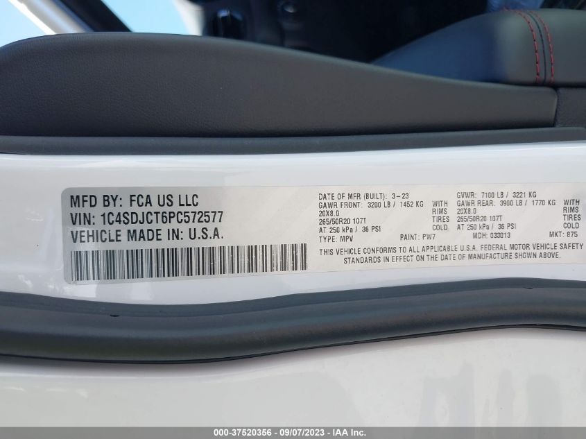 2023 DODGE DURANGO R/T PREMIUM - 1C4SDJCT6PC572577