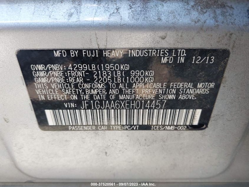 2014 SUBARU IMPREZA SEDAN - JF1GJAA6XEH014457