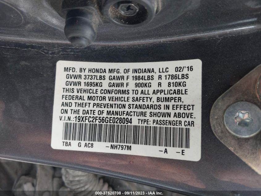 2016 HONDA CIVIC LX - 19XFC2F56GE028094