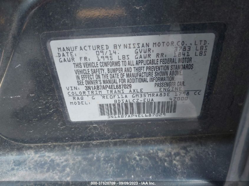 2014 NISSAN SENTRA S - 3N1AB7AP4EL687029