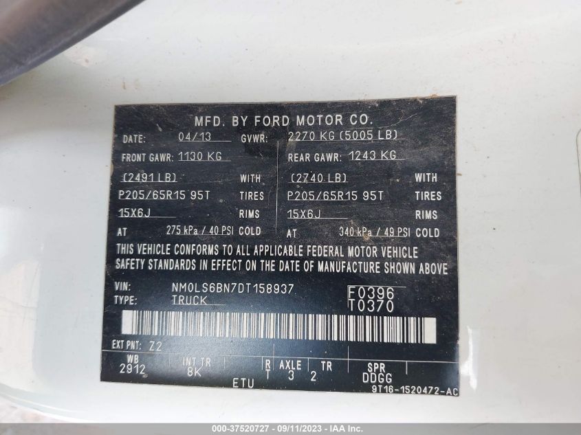 2013 FORD TRANSIT CONNECT XLT - NM0LS6BN7DT158937